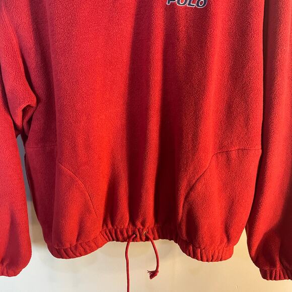 VTG Polo Sport Ralph Lauren SZ XL Red Fleece Quarter Zip Drawstring Hem Pullover - Picture 4 of 16